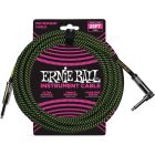 ERNIE BALL CAVO STRUMENTO BRAIDED BLACK/GREEN DRITTO/90-7,62M